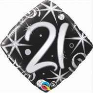 Black Elegant Swirls & Sparkles 21st Birthday Balloon